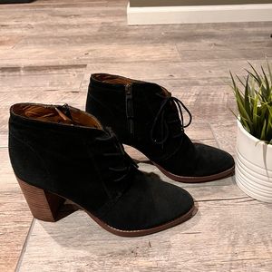 Sarto Black Suede Heeled Booties